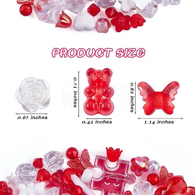 150 Pieces Random Rose Acrylic Beads Bear Pastel Spacer Beads Butterfly Loose Beads for Jewelry Keychain Phone Lanyard Making X-JX543H-1
