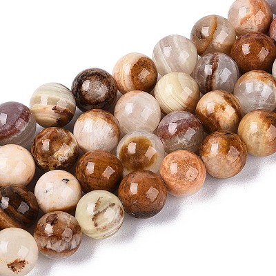 Natural Wood Lace Stone Wooden Jasper Beads Strands X-G-B128-A04-04-1