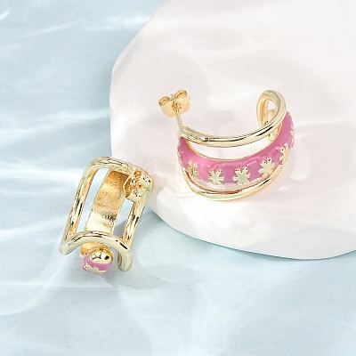 Rack Plating Brass Enamel Stud Earrings KK-CBAB1AF-38B-G-1