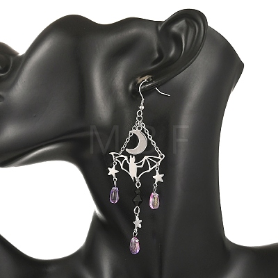 Halloween Stainless Steel Glass Dangle Earrings EJEW-TA00833-1