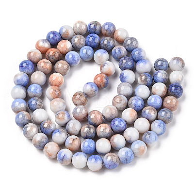 Opaque Crackle Glass Round Beads Strands GLAA-T031-10mm-01B-1