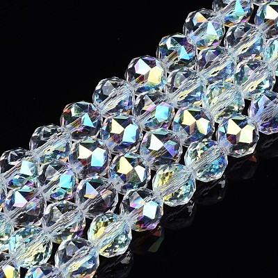 Electroplate Transparent Glass Beads Strands EGLA-N002-18A-B01-1