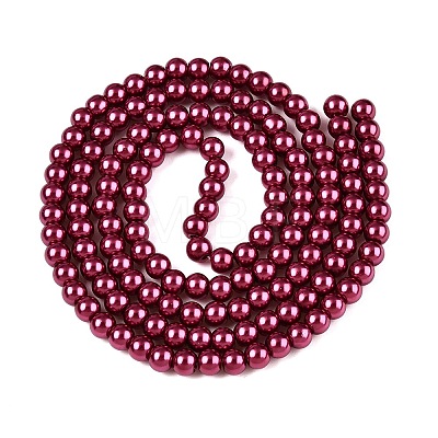 Baking Painted Pearlized Glass Pearl Round Bead Strands HY-Q003-4mm-14-1