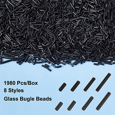 1980Pcs 8 Style Glass Bugle Beads SEED-AR0001-07-1