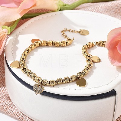 Punk Style 304 Stainless Steel Column Link Charm Bracelets for Women BJEW-C089-14G-1