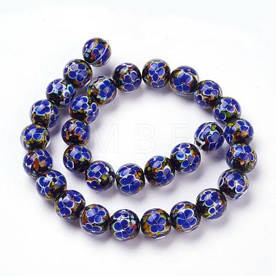 Handmade Inner Flower Lampwork Beads Strands LAMP-L072-B04-1