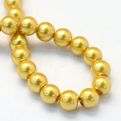 Baking Painted Pearlized Glass Pearl Round Bead Strands X-HY-Q330-8mm-31-1