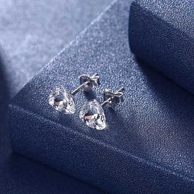 925 Sterling Silver Stud Earrings EJEW-BB30627-G-1