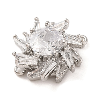 Brass Pave Clear Cubic Zirconia Connector Charms KK-S389-40P-1