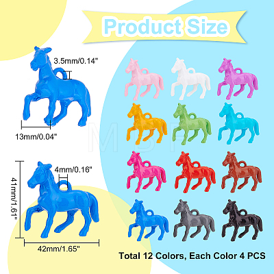   48Pcs 12 colors Opaque Acrylic Pendants TACR-PH0001-47-1