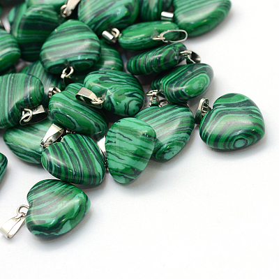 Heart Dyed Synthetic Malachite Pendants G-Q371-02-1