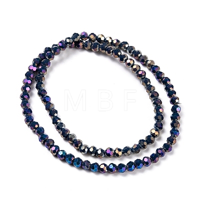 Faceted(32 Facets) Round Full Rainbow Plated Electroplate Glass Beads Strands EGLA-J130-FR15-1