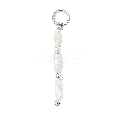 Natural Baroque Keshi Pearl & Electroplate Synthetic Non-magnetic Hematite Beaded Pendants PALLOY-JF05012-02-1