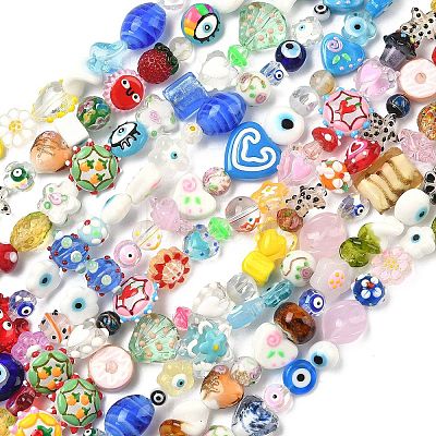 Handmade Mixed Styles Lampwork & Glass Beads LAMP-G170-03-1