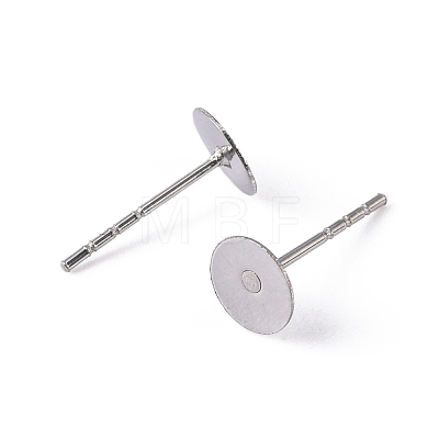 316 Surgical Stainless Steel Flat Round Blank Peg Stud Earring Settings STAS-R073-02-1