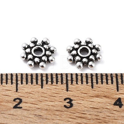 925 Thailand Sterling Silver Double Daisy Spacer Beads STER-NH0001-10AS-1