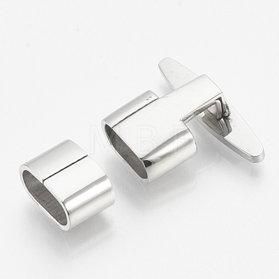 Smooth 201 Stainless Steel T Bar Hook Clasps STAS-R065-70-1