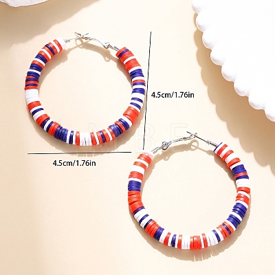 American Independence Day Handmade Polymer Clay Hoop Earrings PW-WGE29F5-01-1