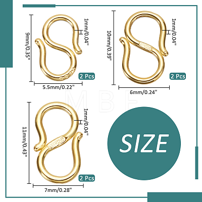 6Pcs 3 Styles 925 Sterling Silver S-Hook Clasps FIND-PH0018-34-1