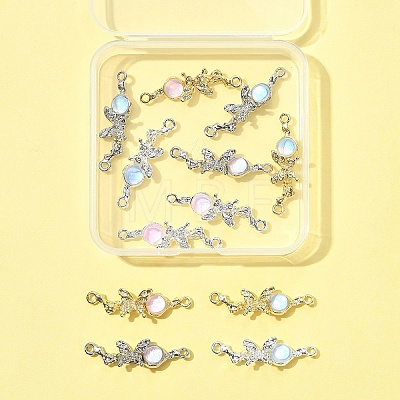 12Pcs 6 Colors Alloy & Glass Butterfly Connector Charms FIND-FS0004-08-1