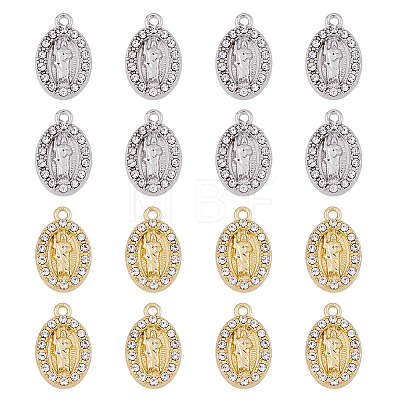 SUPERFINDINGS 20Pcs 2 Colors Alloy Micro Pave Cubic Zirconia Pendants FIND-FH0008-96-1