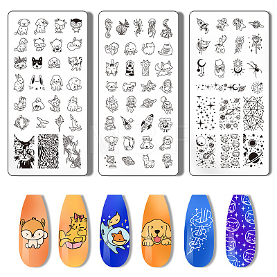 Stainless Steel DIY Nail Art Templates MRMJ-WH0092-013-1