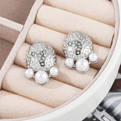 304 Stainless Steel Oval Stud Earrings EJEW-A119-04P-1