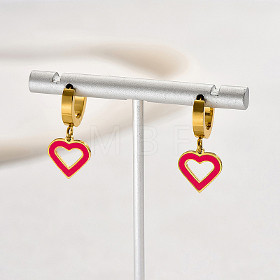 Stainless Steel Heart Hoop Earrings QS1082-2-1