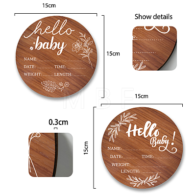 2Pcs 2 Style Single-face Printed Wooden Baby Photo Props DJEW-WH0600-001-1