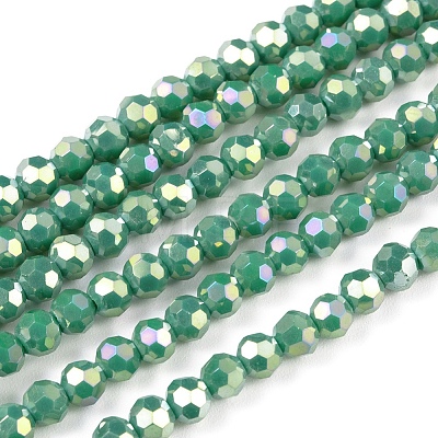 Round Full Rainbow Plated Faceted(32 Facets) Electroplate Glass Beads Strands X-EGLA-J130-FR14-1