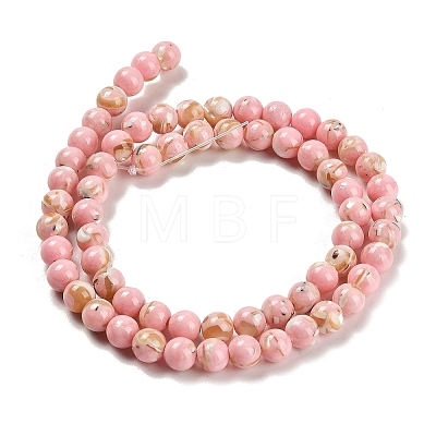 Assembled Synthetic Stone and Trochus Shell Beads Strands G-B128-08B-03-1