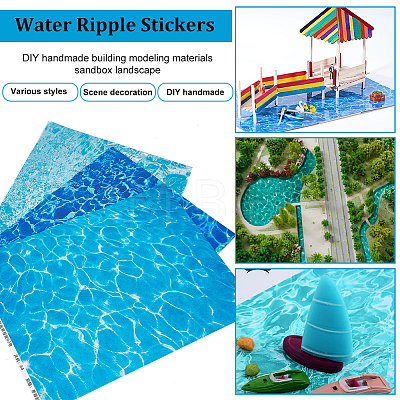 9 Sheets 3 Styles Coated Paper Water Ripple Stickers STIC-BC0001-05-1