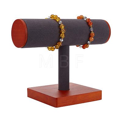 T-Shaped Bar Wood Covered with Microfiber Bracelet Display Stands BDIS-WH0011-01B-1