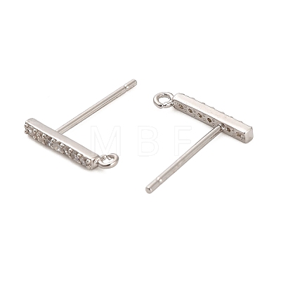 Rhodium Plated 925 Sterling Silver Ear Stud Findings STER-F058-01P-04-1