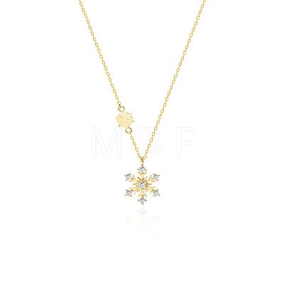 925 Sterling Silver Micro Pave Clear Cubic Zirconia Christmas Snowflake Pendant Necklaces for Women FS-WG10658-01-1