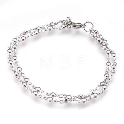 304 Stainless Steel Multi-strand Bracelets BJEW-G596-12P-1