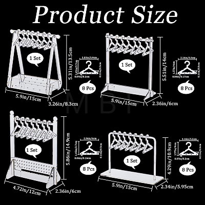 CRASPIRE 4 Sets 4 Styles Coat Hanger Removable Acrylic Earring Displays EDIS-CP0001-09-1