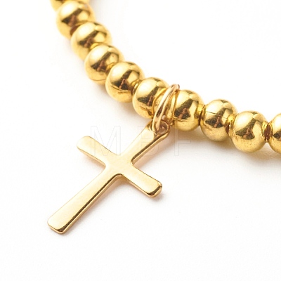Rosary Cross Stretch Bracelets Set BJEW-JB06674-1