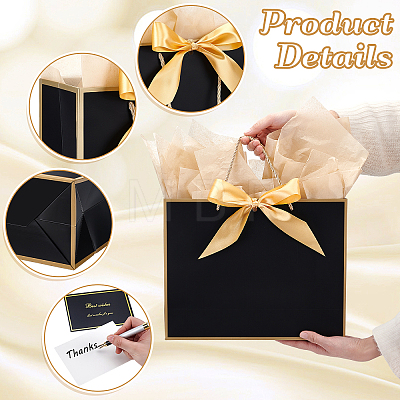20Pcs 3 Styles Paper Gift Tote Bags with Polyester Gold Ribbon ABAG-WA0001-36B-1