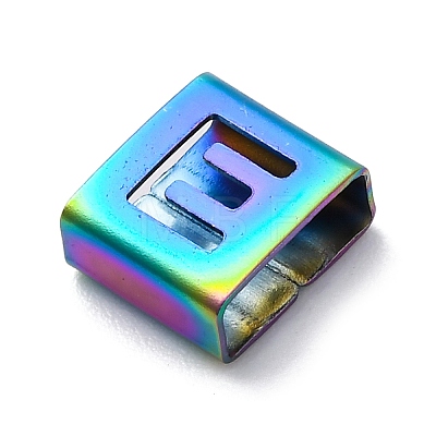 Ion Plating(IP) 304 Stainless Steel Square Slide Charms STAS-L132-25E-M-1