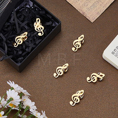 6Pcs Musical Note 304 Stainless Steel Lapel Pin Backs for Backpack Clothes JEWB-FH0003-12G-1