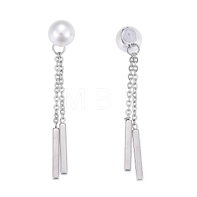304 Stainless Steel Chain Tassel Earrings EJEW-I248-26-1