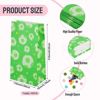 15Pcs Football Pattern Paper Bakery Bags ABAG-TA0002-32D-1