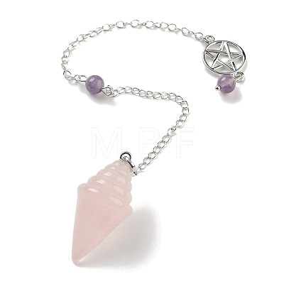 Natural Rose Quartz Pointed Dowsing Pendulums G-K338-13P-03-1