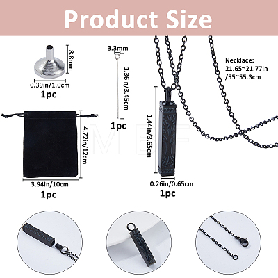 1Pc 304 Stainless Steel Tree of Life Cuboid Pendant Urn Ashes Necklaces NJEW-FH0001-35B-1