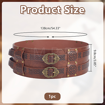 Vintage PU Leather & Alloy Viking Chain Belts for Men AJEW-WH0077-132B-1