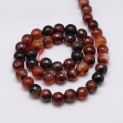 Natural Striped Agate/Banded Agate Beads Strands G-G581-8mm-19-1