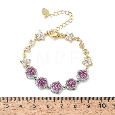 Brass Micro Pave Cubic Zirconia Link Chain Bracelets for Women BJEW-C156-04C-01GP-1