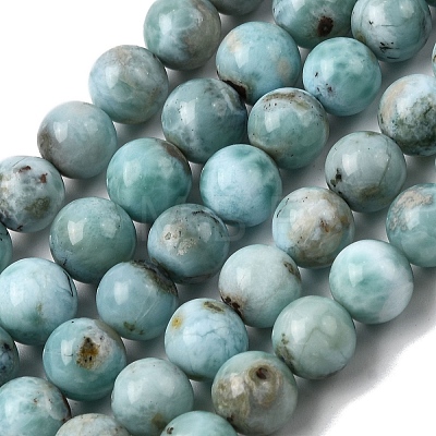 Natural Larimar Beads Strands G-B156-A01-8mm-1