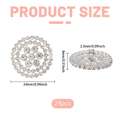 16Pcs 1-Hole Alloy Rhinestone Shank Buttons BUTT-CA0001-32-1